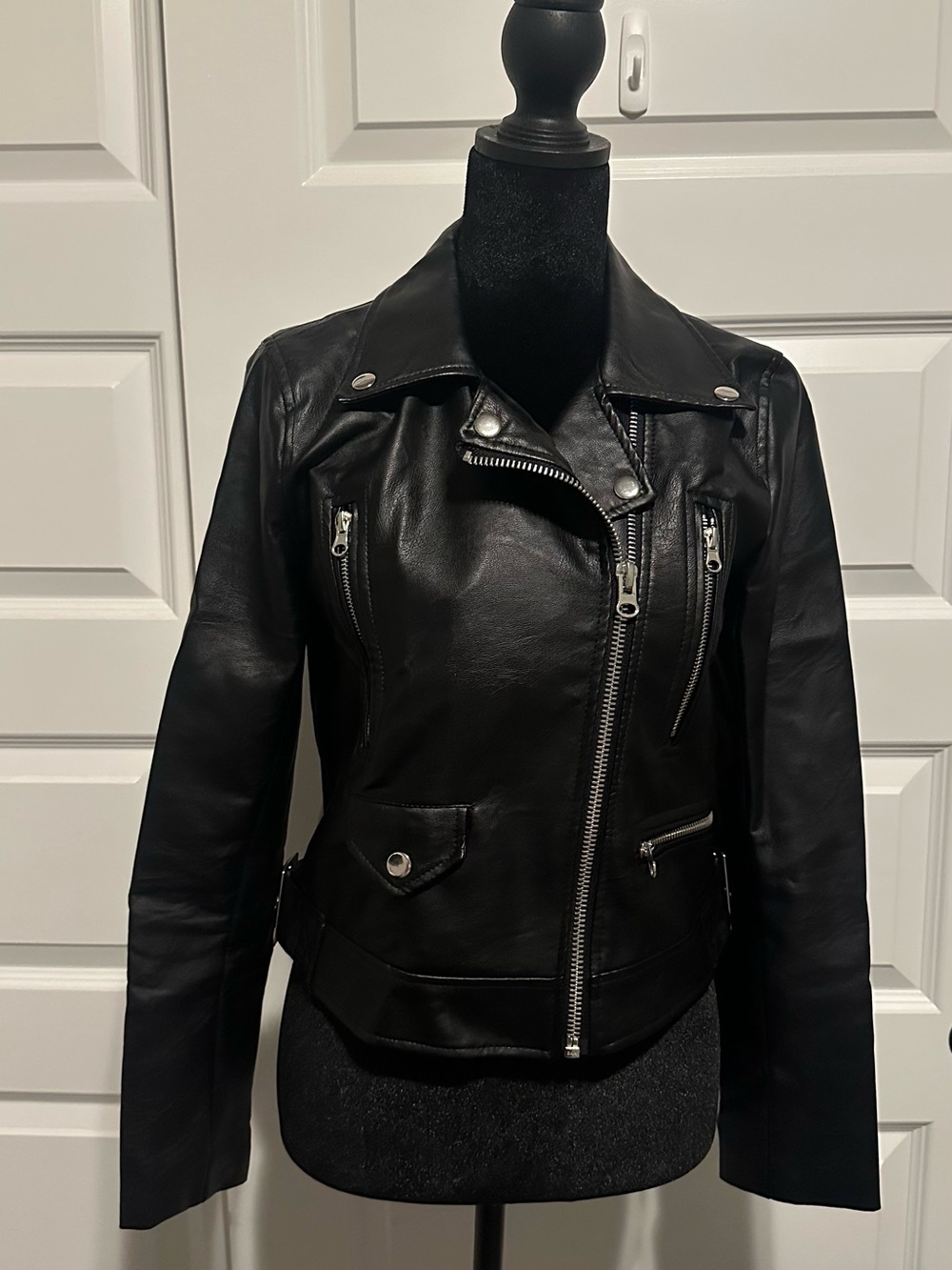 Love Tree Black Asymmetrical Leather Moto Jacket